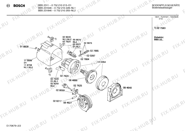 Схема №1 0752210228 BBS231646 с изображением Нижняя часть корпуса для пылесоса Bosch 00118587