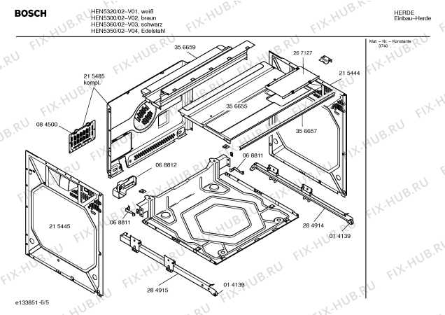 Схема №3 HEN5300 с изображением Инструкция по эксплуатации для духового шкафа Bosch 00583941