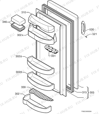 Взрыв-схема холодильника Electrolux ER7428C - Схема узла Door 003