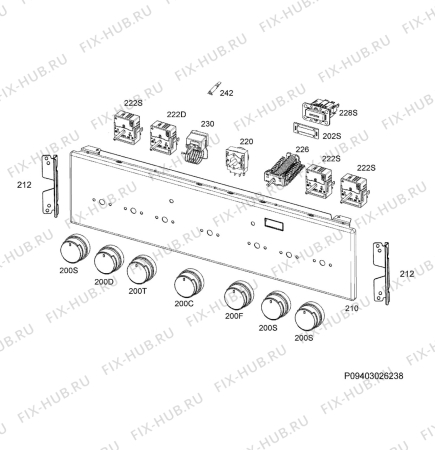 Взрыв-схема плиты (духовки) Electrolux EKC962900W - Схема узла Command panel 037