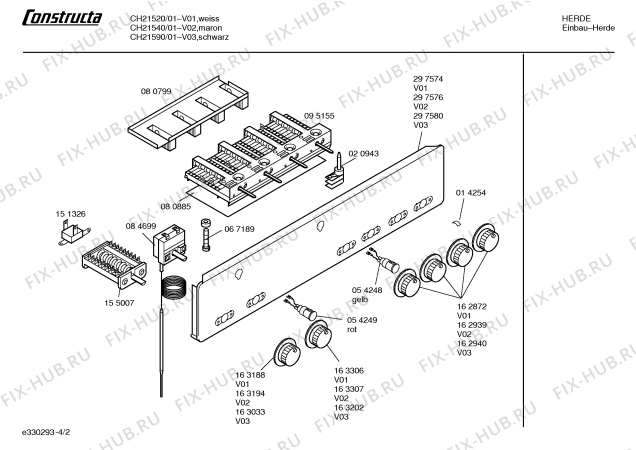 Схема №2 CH21590 с изображением Панель управления для плиты (духовки) Bosch 00297580
