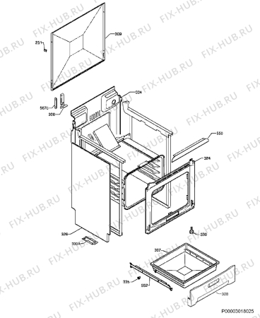 Взрыв-схема плиты (духовки) Electrolux EKG601301W - Схема узла Housing 001