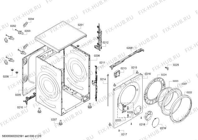 Схема №3 WAT2467SPL с изображением Бак для стиральной машины Bosch 00715309