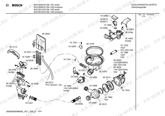 Взрыв-схема посудомоечной машины Bosch SHU3006UC - Схема узла 04