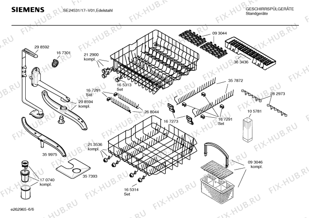 Взрыв-схема посудомоечной машины Siemens SE24531 - Схема узла 06