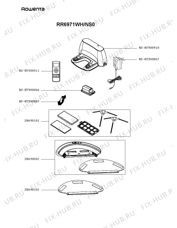 Взрыв-схема пылесоса Rowenta RR6971WH/NS0 - Схема узла 2P005915.0P2