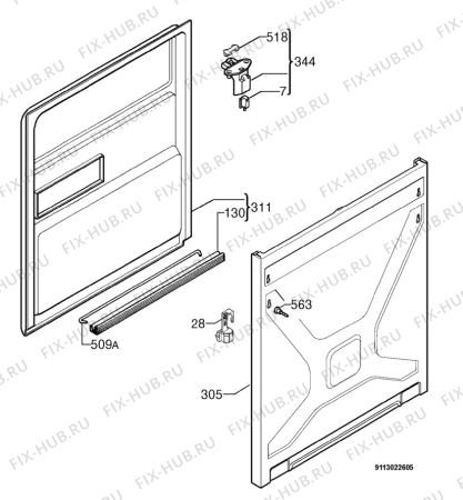 Взрыв-схема посудомоечной машины Rex Electrolux TTH00TXE - Схема узла Door 003