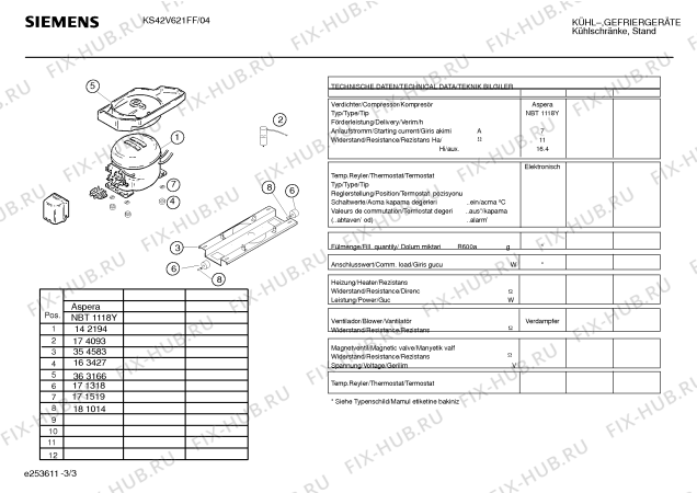 Взрыв-схема холодильника Siemens KS42V621FF - Схема узла 03