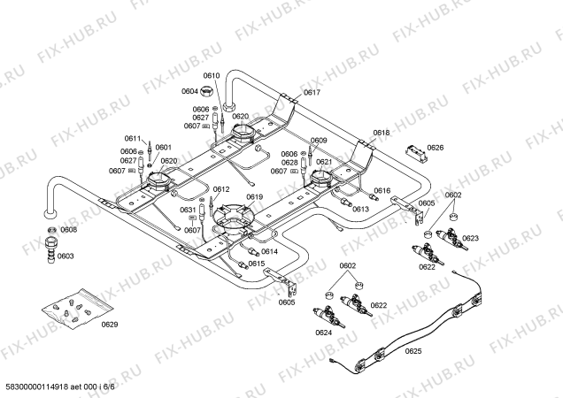 Взрыв-схема плиты (духовки) Bosch HSV745050T - Схема узла 06