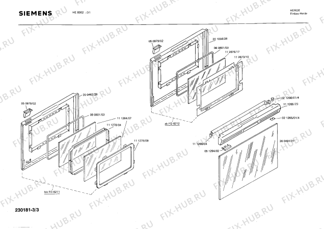 Взрыв-схема плиты (духовки) Siemens HE8002 - Схема узла 03
