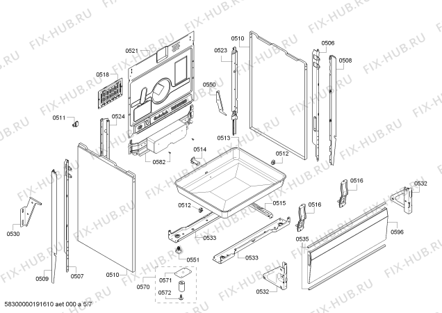 Взрыв-схема плиты (духовки) Bosch HCA858450A - Схема узла 05