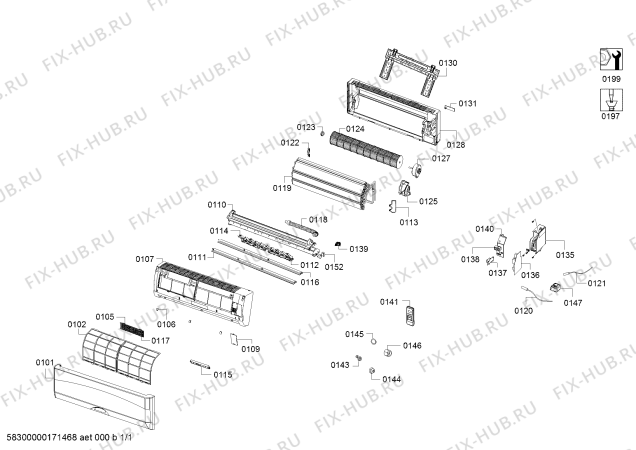 Схема №1 B1ZMI18904 18000 BTU IC UNITE с изображением Крышка для кондиционера Bosch 00675723