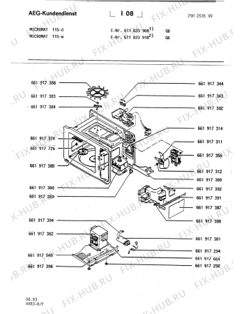 Взрыв-схема микроволновой печи Aeg MC 115 - D/GB - Схема узла Section3