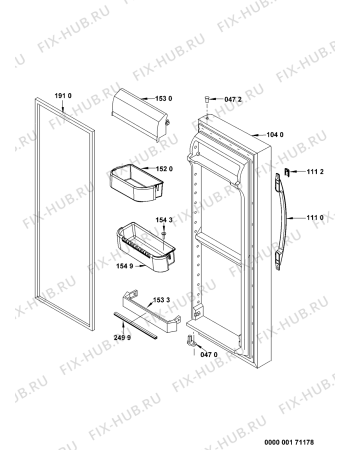 Схема №4 20RU-D3S A+ с изображением Дверка для холодильной камеры Whirlpool 480132100516