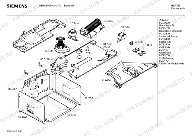 Взрыв-схема плиты (духовки) Siemens HB66E55SK - Схема узла 02