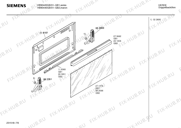 Схема №4 HB90420GB с изображением Стеклянная полка для духового шкафа Siemens 00282244