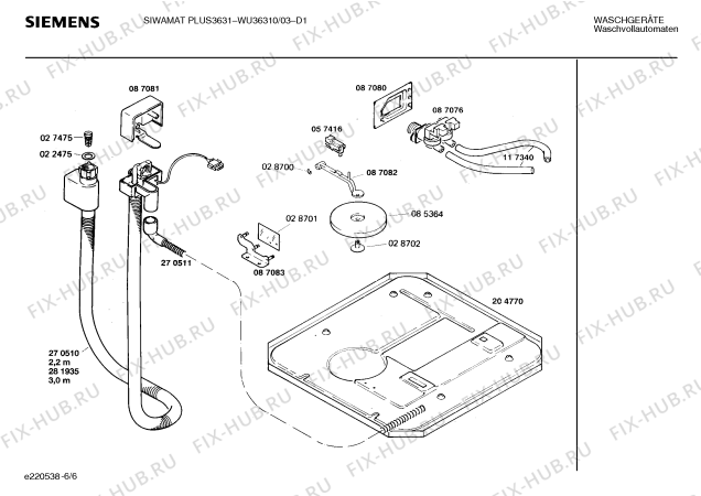Взрыв-схема стиральной машины Siemens WU36310 SIWAMAT PLUS 3631 - Схема узла 06