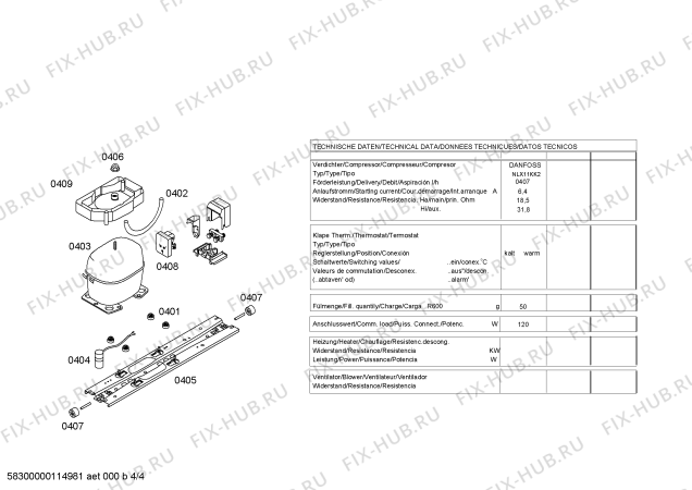 Взрыв-схема холодильника Siemens KG36U170EU - Схема узла 04