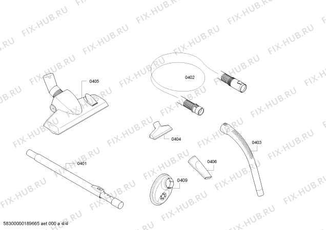 Взрыв-схема пылесоса Bosch BSB2884 BOSCH sphera bagless 1800 W - Схема узла 04