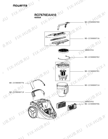 Схема №2 RO7676EA/410 с изображением Рукоятка для пылесоса Rowenta RS-2230000782