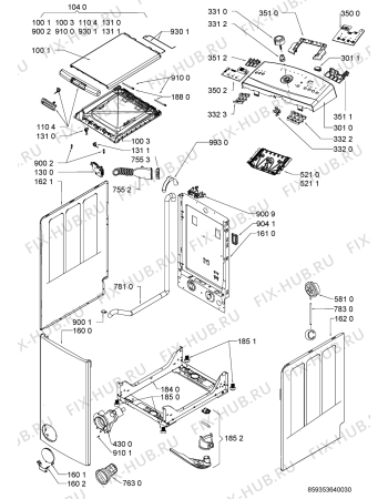 Схема №1 AWE 7536 LEIJONA с изображением Обшивка для стиралки Whirlpool 481010568465