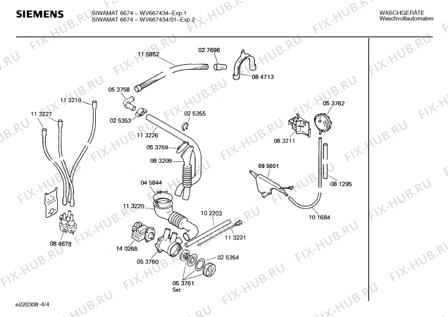 Взрыв-схема стиральной машины Siemens WV667434 SIWAMAT PLUS 667 - Схема узла 04