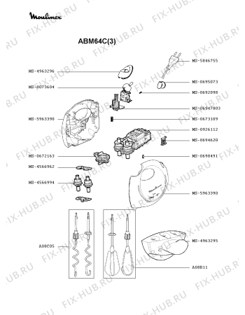Схема №1 ABM64G(3) с изображением Моторчик для электроблендера Moulinex MS-0926112