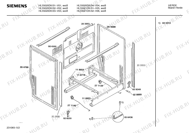 Схема №2 HL55021DK с изображением Панель для плиты (духовки) Siemens 00118853