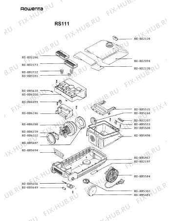 Взрыв-схема пылесоса Rowenta RS111 - Схема узла RS111___.DK1