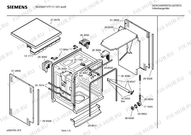 Взрыв-схема посудомоечной машины Siemens SE25M271FF - Схема узла 03