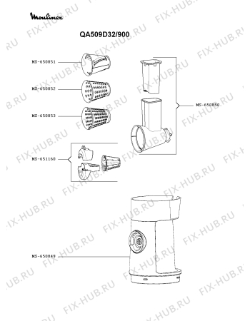 Взрыв-схема кухонного комбайна Moulinex QA509D32/900 - Схема узла YP005795.8P4