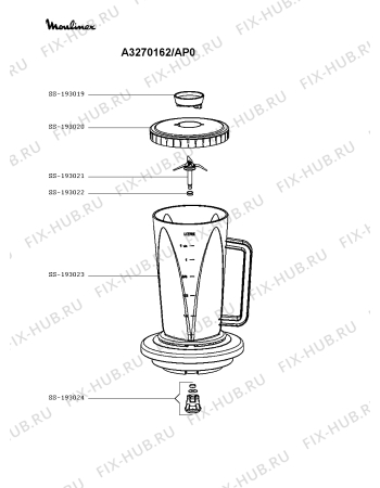 Взрыв-схема блендера (миксера) Moulinex A3270162/AP0 - Схема узла IP003699.0P2