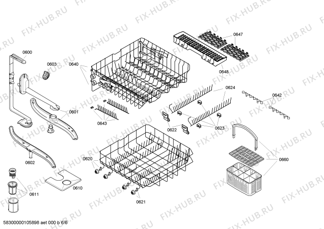 Взрыв-схема посудомоечной машины Siemens SE65E330GB - Схема узла 06