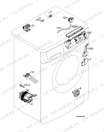 Взрыв-схема стиральной машины Electrolux EWS10170W - Схема узла Electrical equipment 268