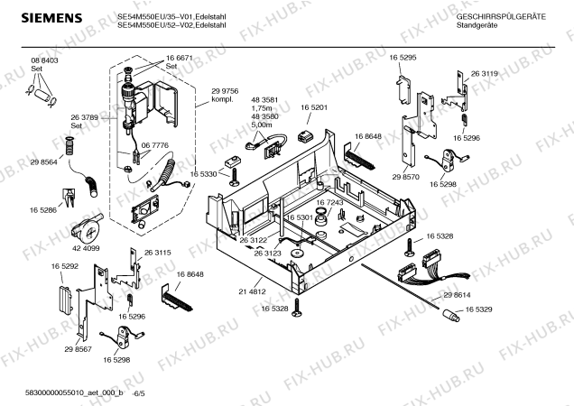 Взрыв-схема посудомоечной машины Siemens SE54M550EU - Схема узла 05