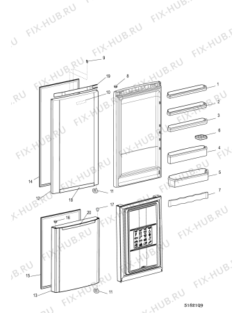 Взрыв-схема холодильника Whirlpool KGXL19A3IN (F095340) - Схема узла