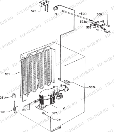 Взрыв-схема холодильника Privileg 049907 9 - Схема узла Cooling system 017