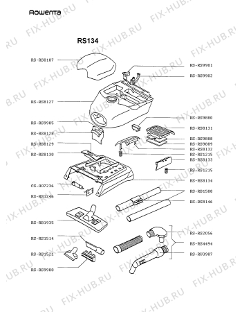 Взрыв-схема пылесоса Rowenta RS134 - Схема узла RS134___.IT2