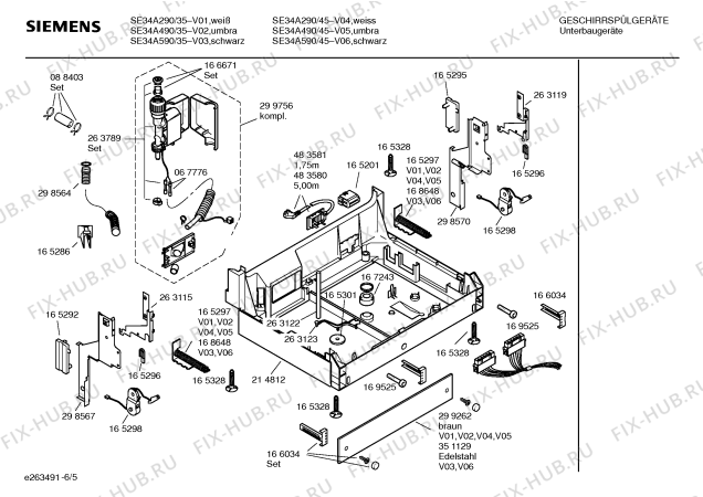 Взрыв-схема посудомоечной машины Siemens SE34A490 - Схема узла 05