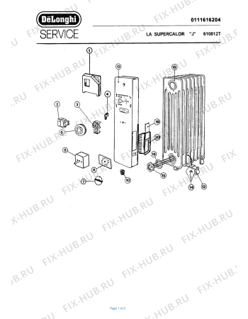 Схема №1 610812T с изображением Рукоятка для электрообогревателя DELONGHI 591858