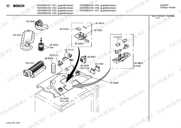 Схема №1 HEN586A с изображением Инструкция по эксплуатации для духового шкафа Bosch 00516706