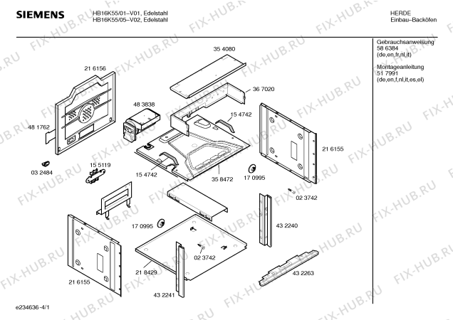 Схема №1 HB16K55 с изображением Инструкция по эксплуатации для духового шкафа Siemens 00586384
