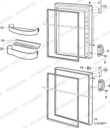 Взрыв-схема холодильника Husqvarna Electrolux QT405RW - Схема узла C10 Door