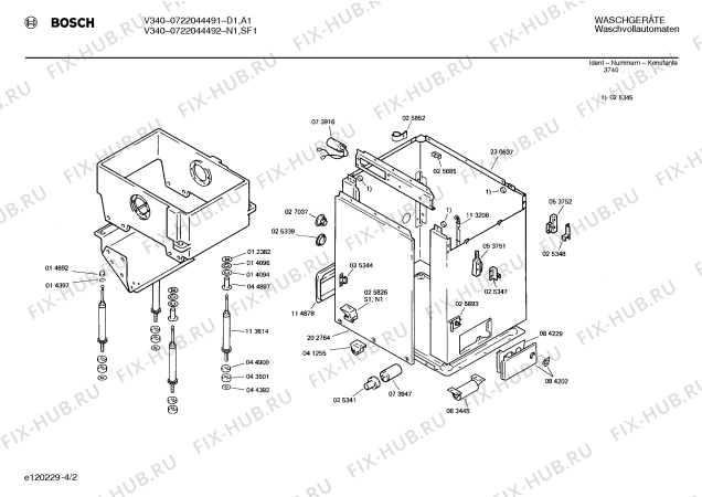 Взрыв-схема стиральной машины Bosch 0722044491 V310 - Схема узла 02