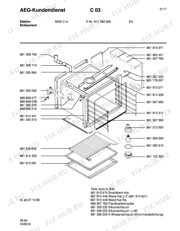 Взрыв-схема плиты (духовки) Aeg 5200C-M - Схема узла Section1