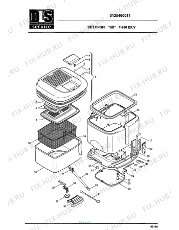 Схема №1 F260  EX:V с изображением Дверца для тостера (фритюрницы) DELONGHI 5925102800