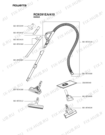 Схема №2 RO6391EA/410 с изображением Инструкция по эксплуатации для электропылесоса Rowenta RS-2230000433