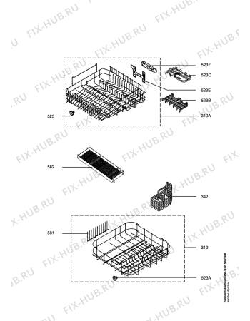 Взрыв-схема посудомоечной машины Juno JSI6862A - Схема узла Baskets, tubes 061