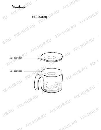 Схема №1 BCB341(0) с изображением Колба для кофеварки (кофемашины) Moulinex MS-0928298