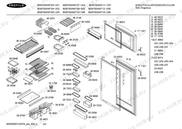 Взрыв-схема холодильника Profilo BD9700ANF - Схема узла 02